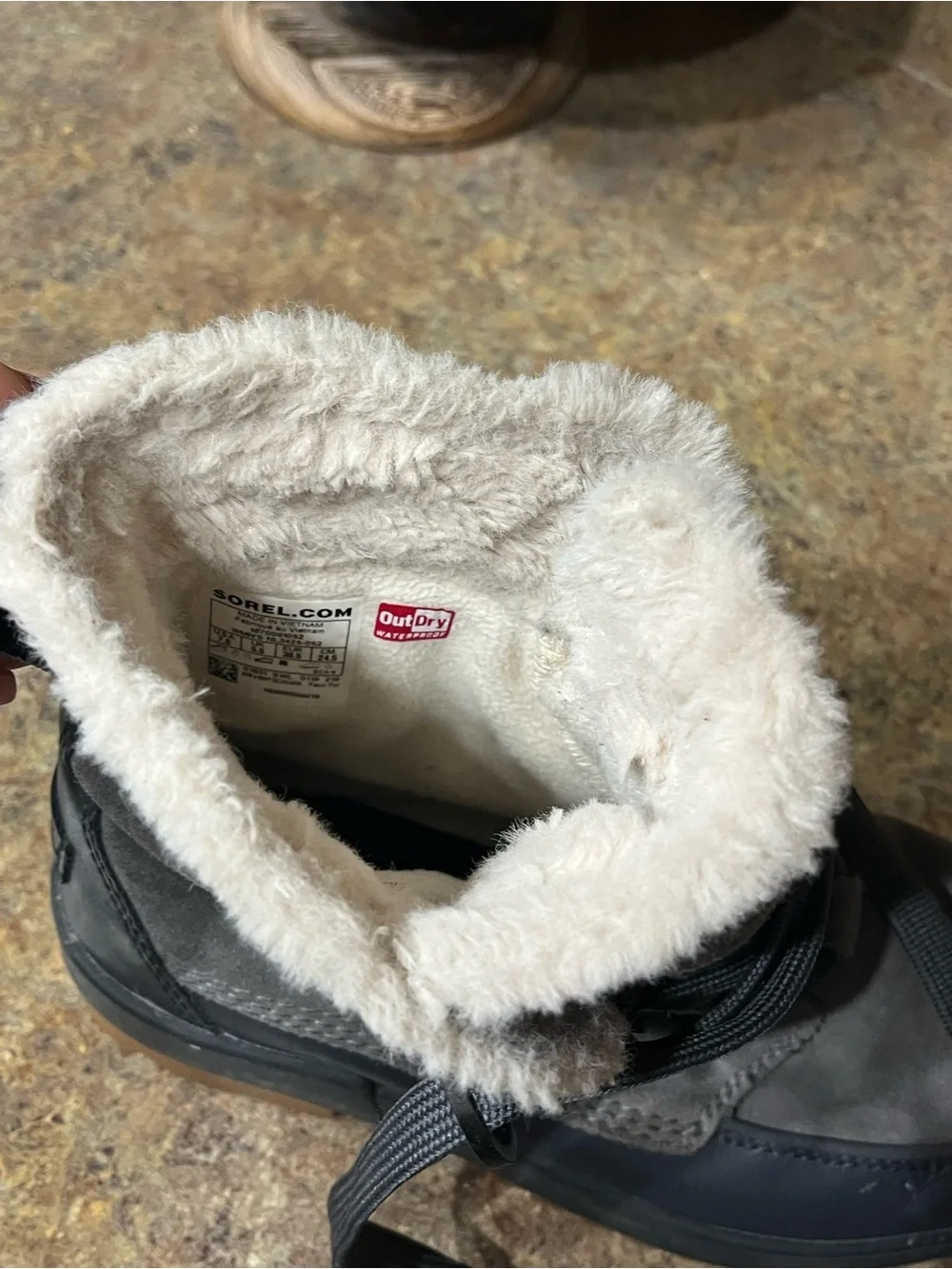 SOREL Tivoli IV Waterproof Boots Quarry Gray Suede Faux Fur US 7.5 Winter